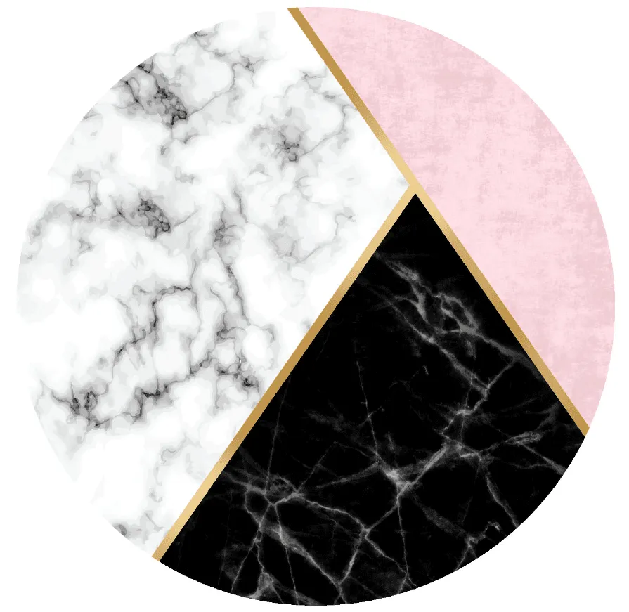 Rund Teppich - Savino (schwarz/weiß/rosa)