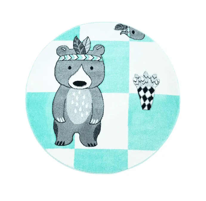 Tapis pour enfants - Bueno Indian Bear Rond (turquoise)