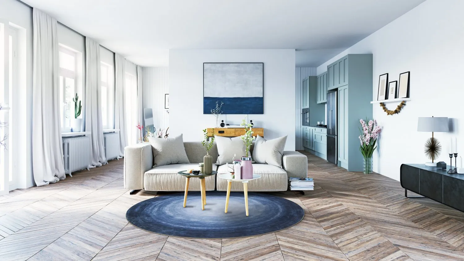 Rund Teppich - Shade (blau)