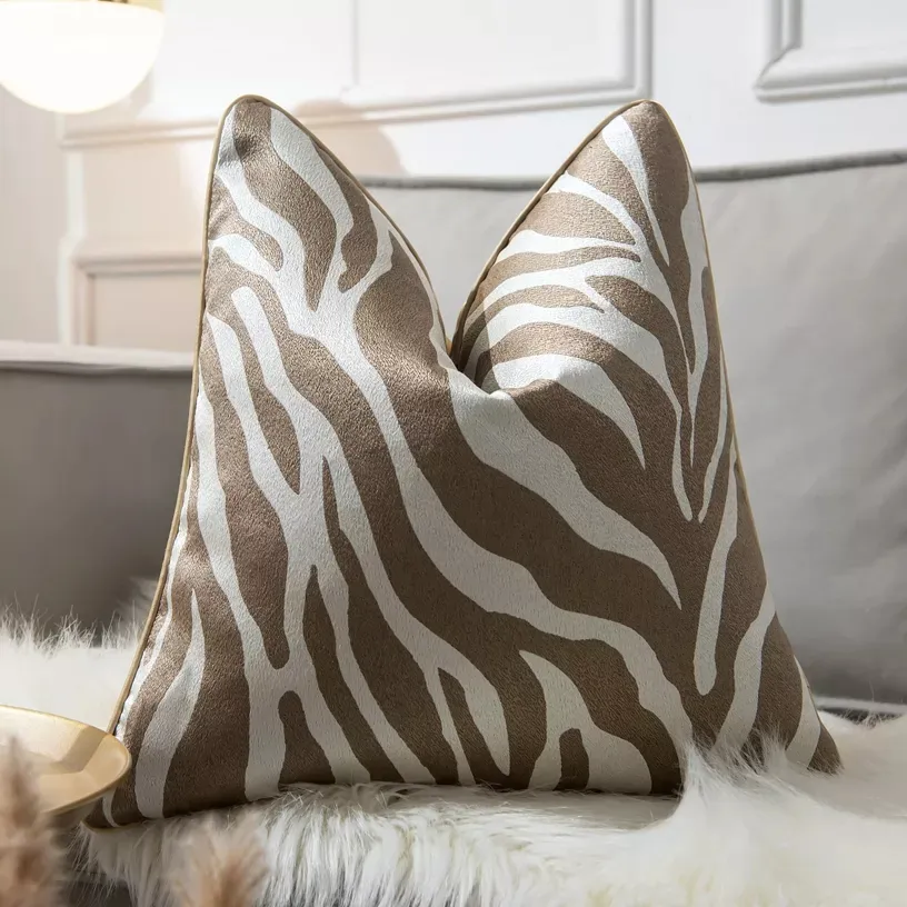 Housse de coussin - Zebra Cushion 45 x 45 cm (doré/blanc)