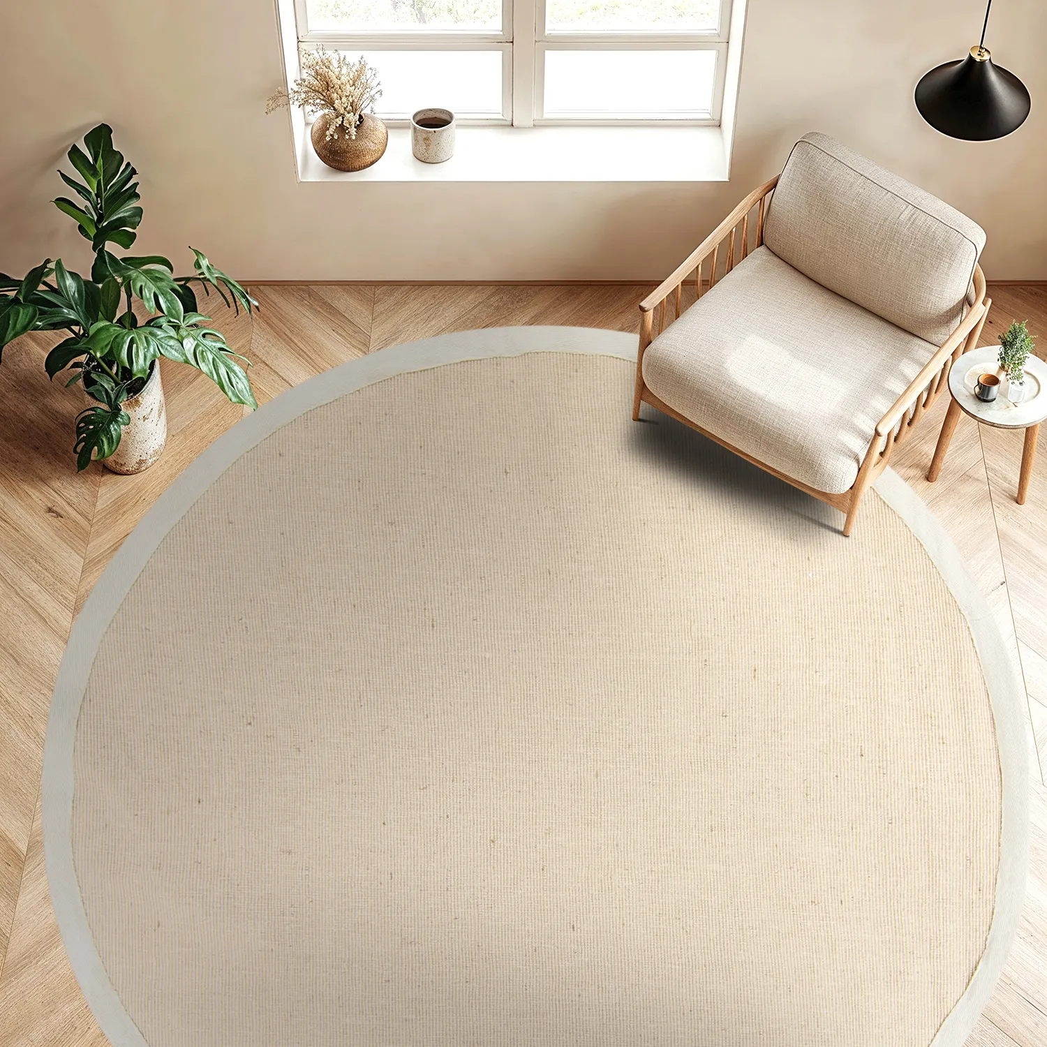 Rund Teppich (sisal) - Agave (beige/grau)