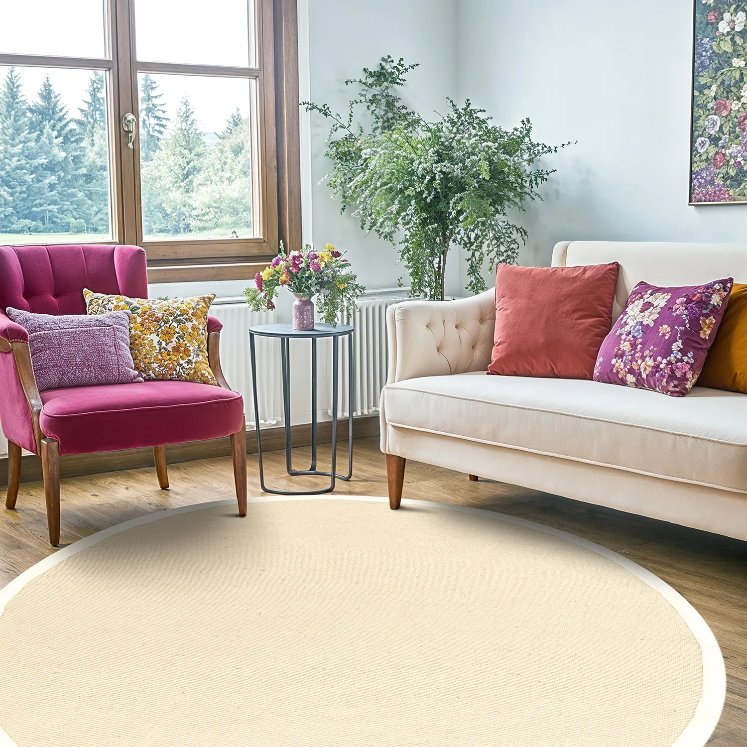 Tapis rond (sisal) - Agave (ivoire)