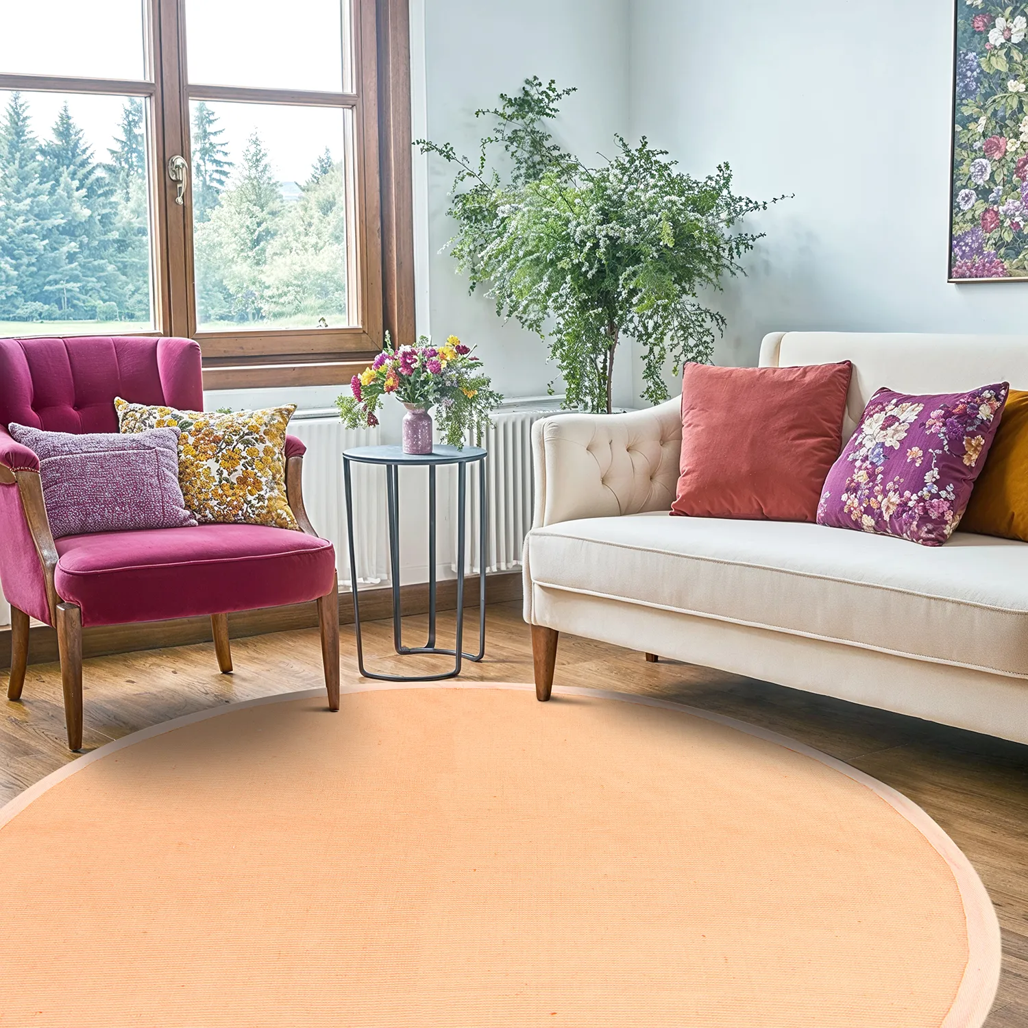 Rund Teppich (sisal) - Agave (aprikose)