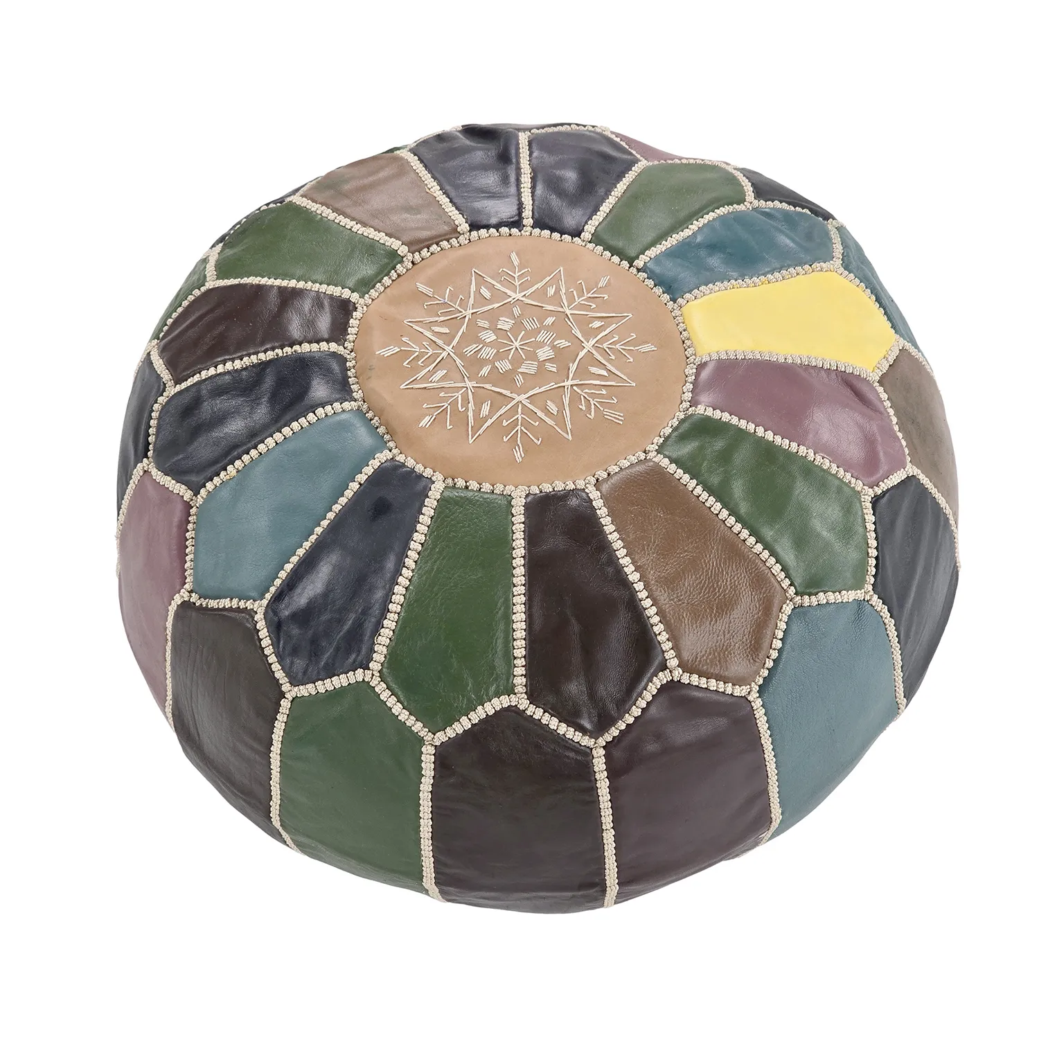 Sitzpoufs - Marokkanischer Leder-Pouf (multi) 03