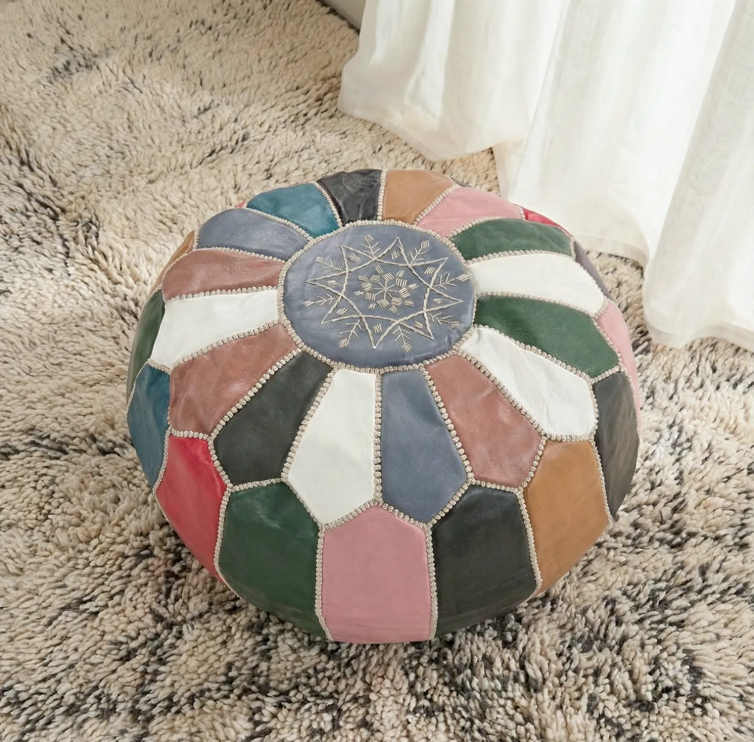 Pouf - Marocain en cuir (multi) 04