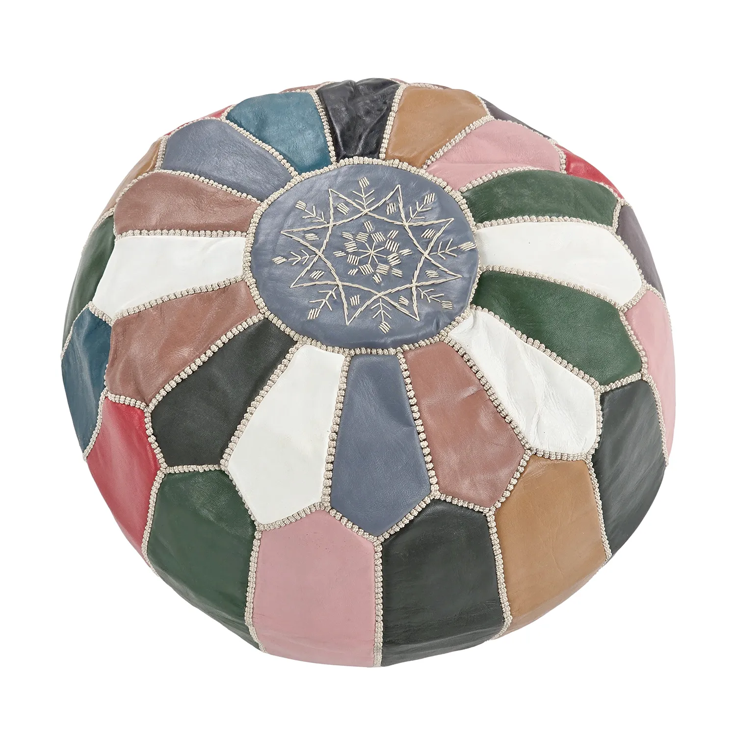 Pouf - Marocain en cuir (multi) 04
