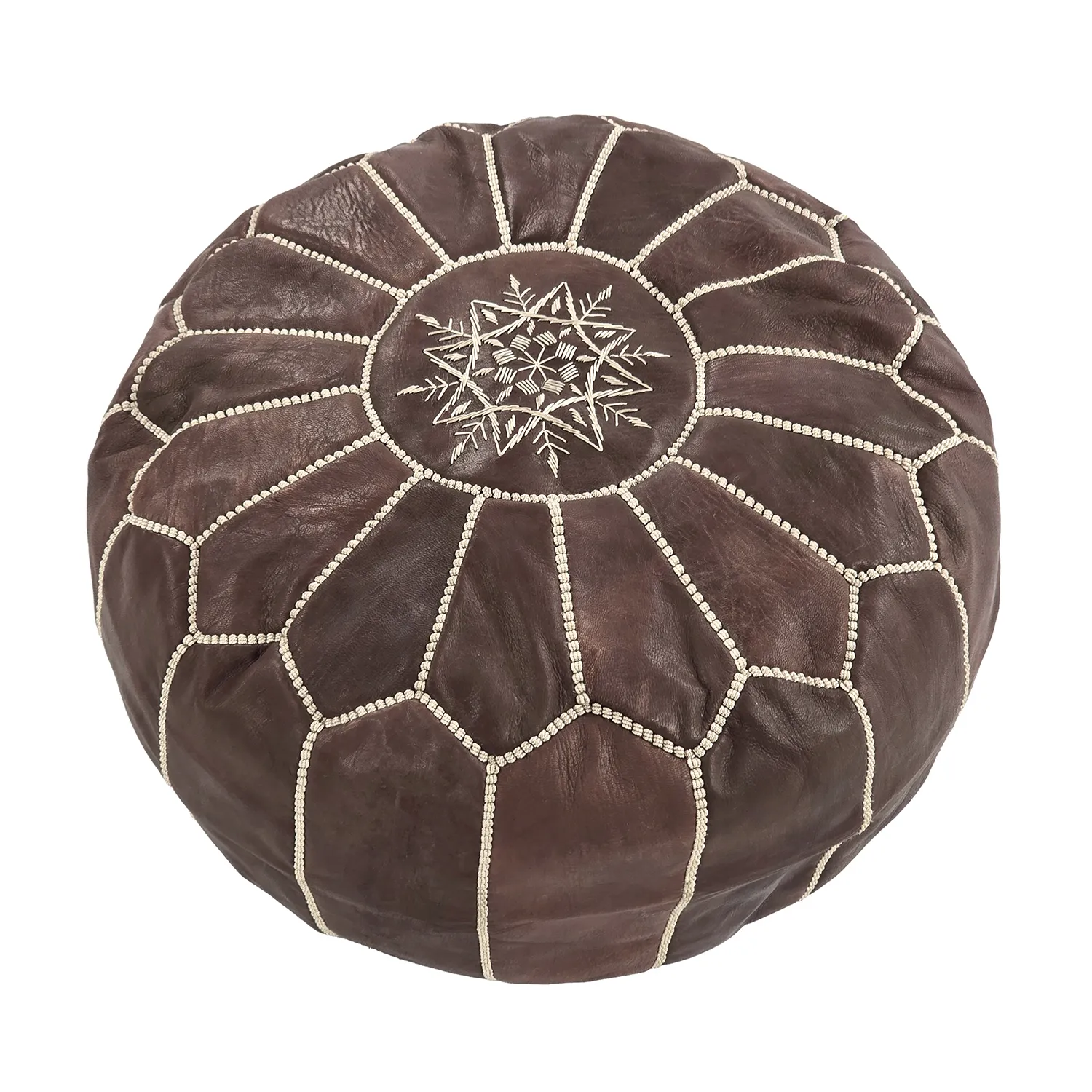 Sitzpoufs - Marokkanischer Leder-Pouf (dunkelbraun)