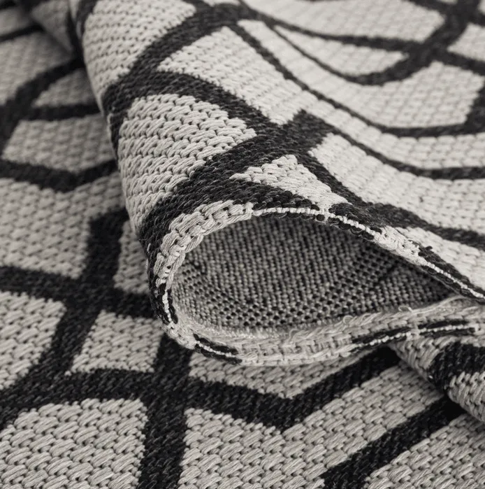 Baumwollteppich - Kebira (hellgrau/schwarz)