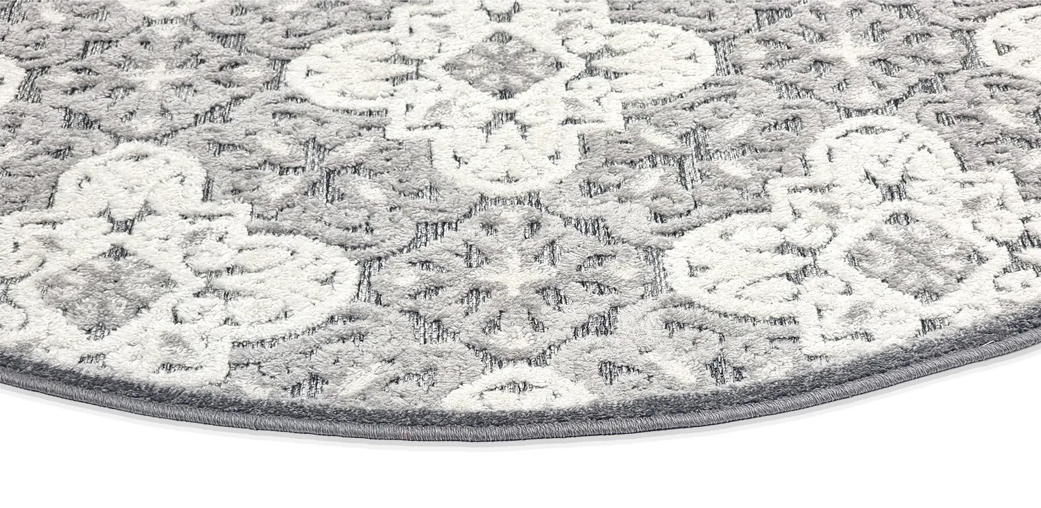 Runde Teppiche - Indoor/Outdoor Hampton (grau)