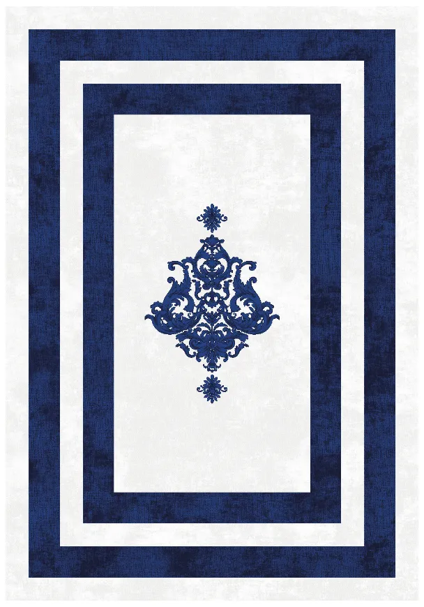 Wilton-Teppich - Soros (blau/weiß)