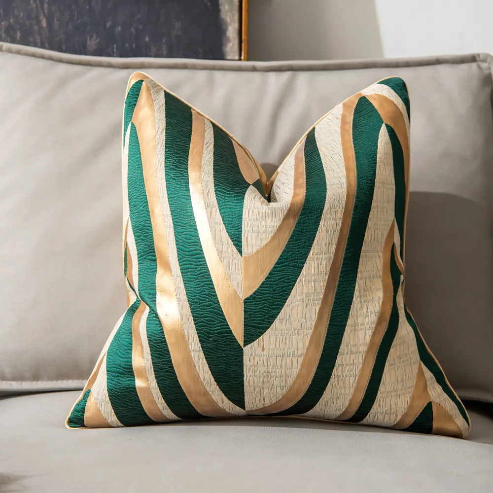 Housse de coussin - Square Luxury 45 x 45 cm (vert/doré)