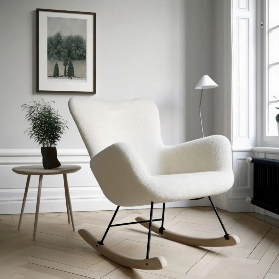 Chaise berçante - Como (blanc/teddy)