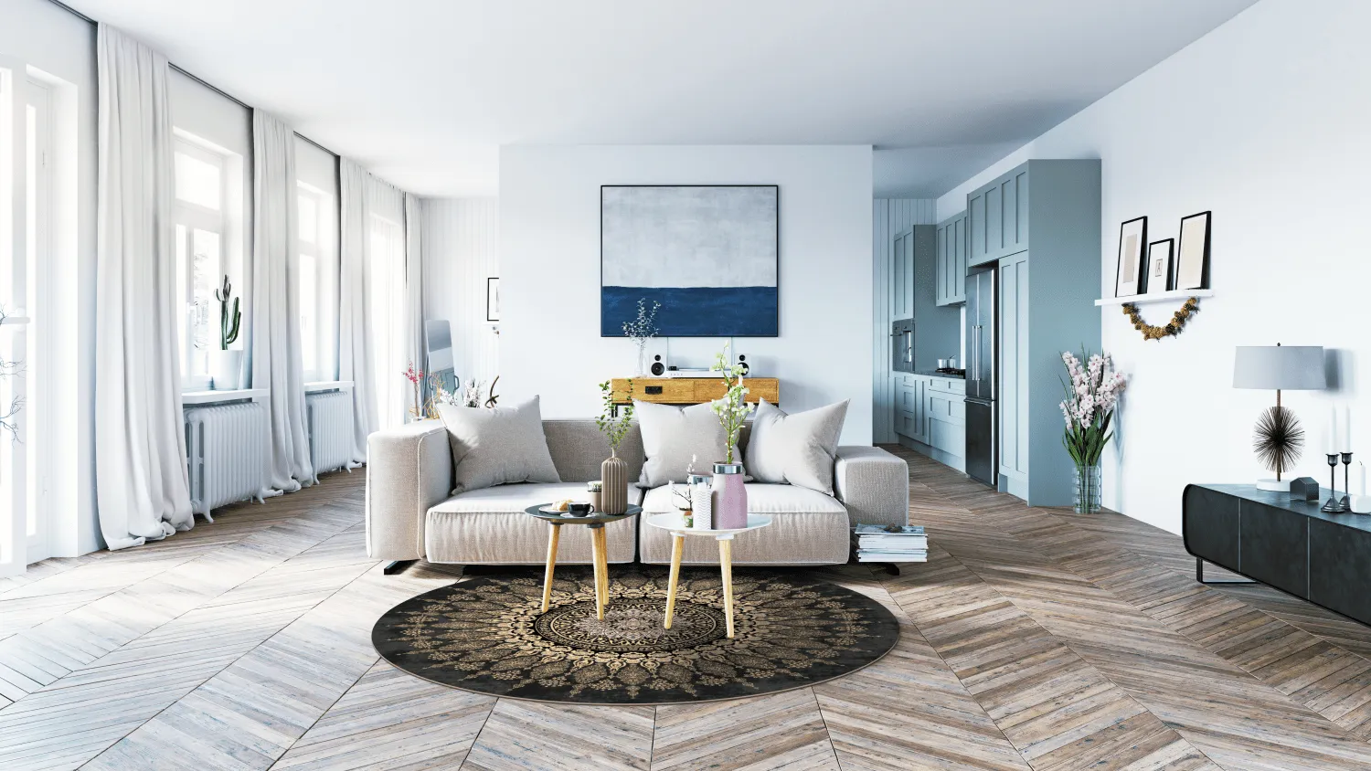 Rund Teppich - Sandrigo (schwarz/gold)