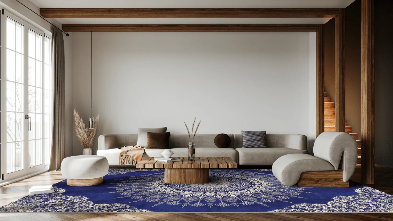 Tapis Wilton - Sandrigo (bleu/beige)