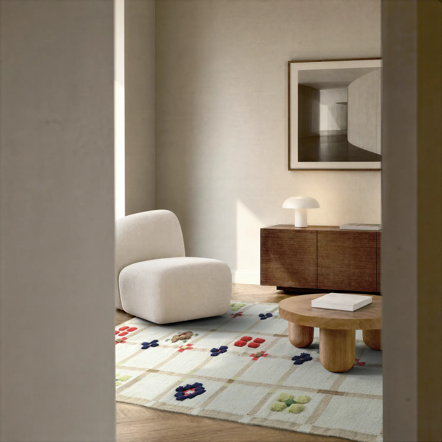 Wollteppich - Lausanne Flatweave Tufted Premium (weiß/beige)