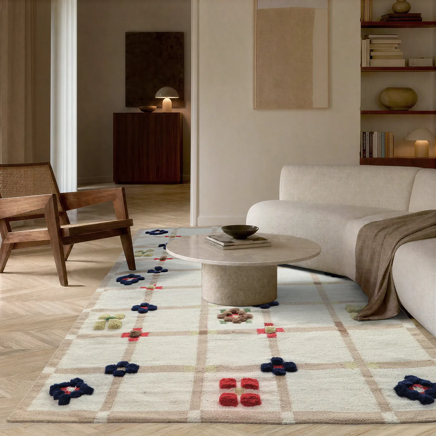 Wollteppich - Lausanne Flatweave Tufted Premium (weiß/beige)