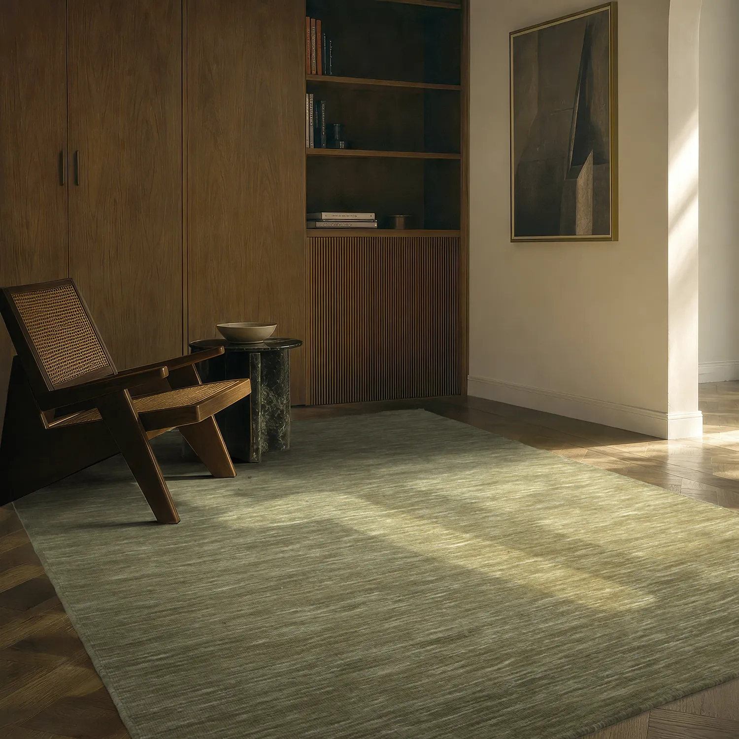 Wollteppich - Charonne Flat Handloom Wool Premium (grün)