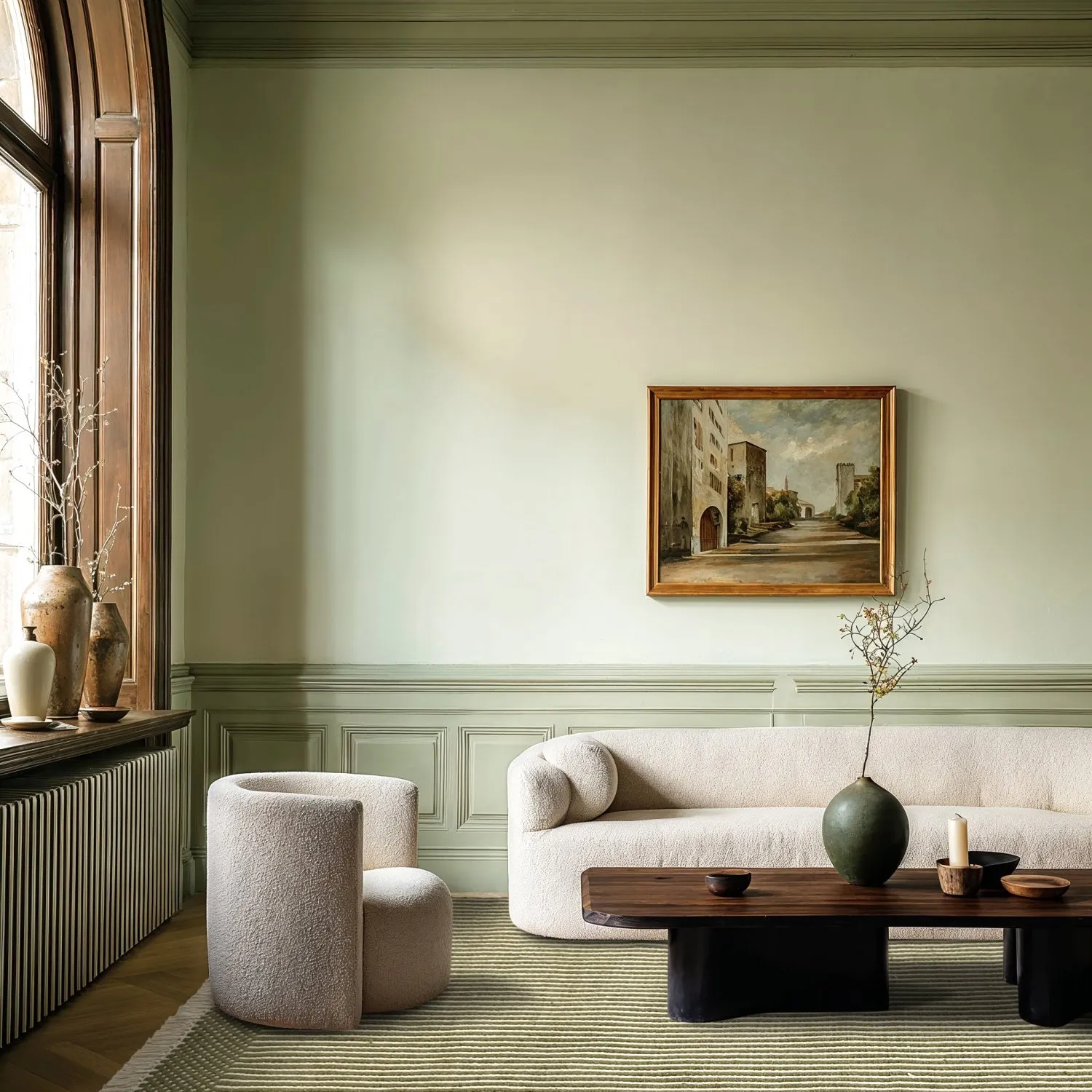 Wollteppich - Arbil (grün/weiß)