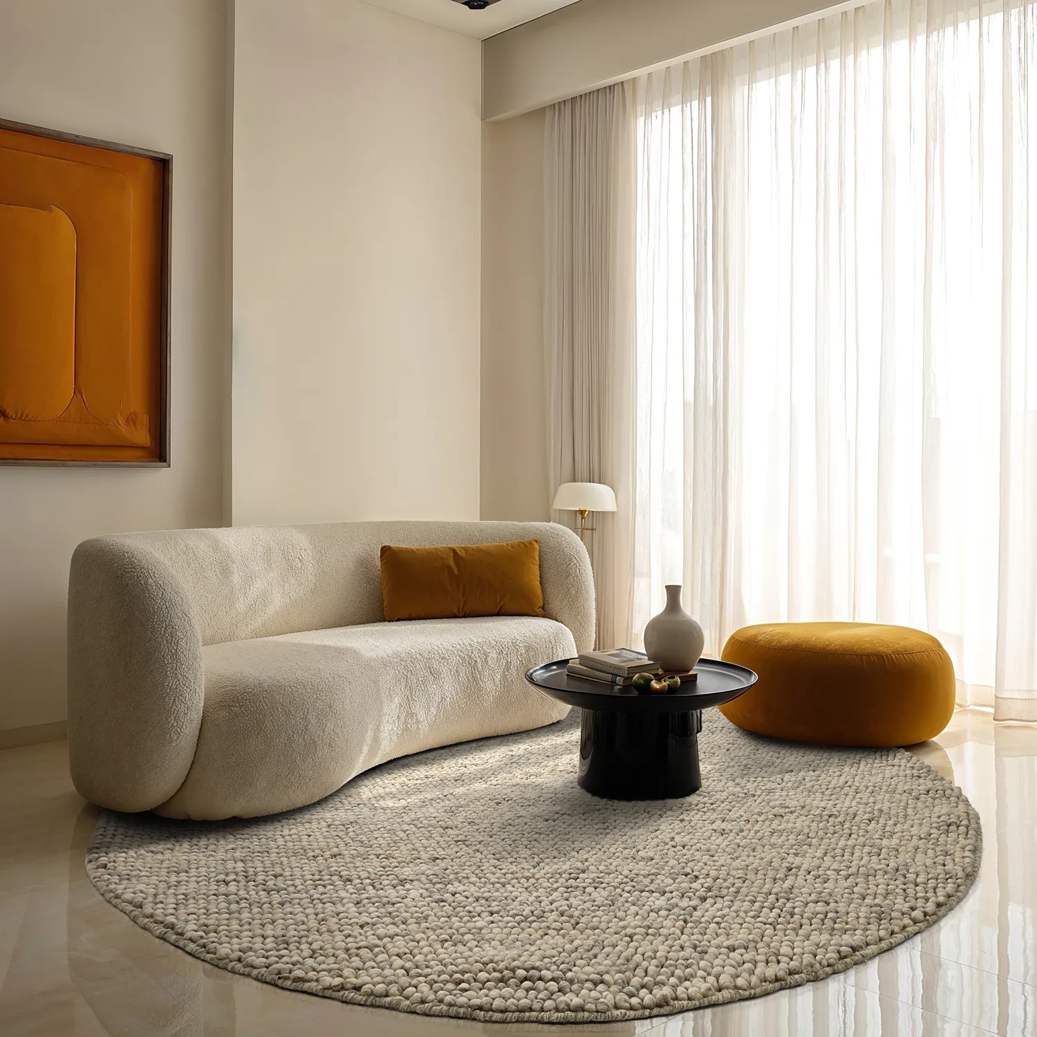 Rund Teppich - Avafors Wool Bubble (grau/beige)