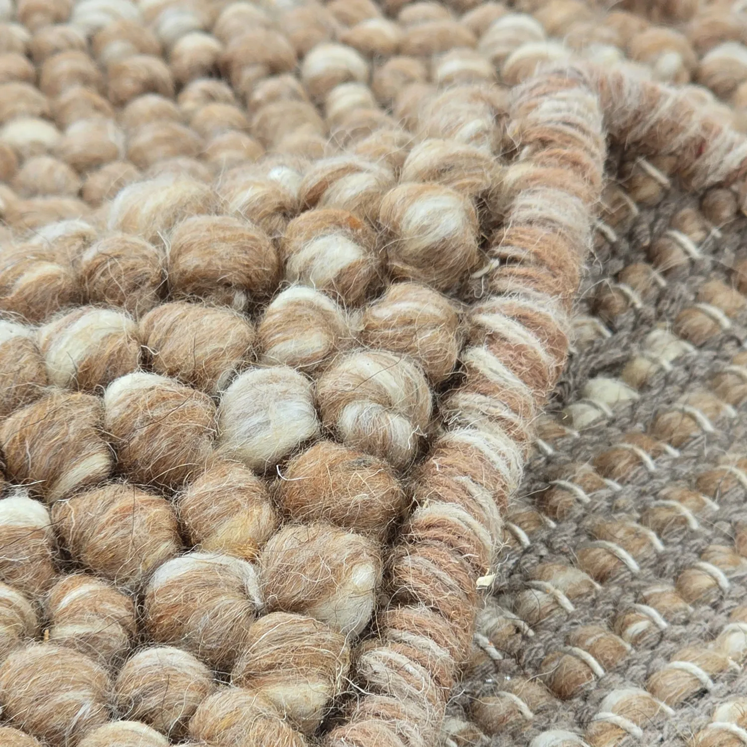 Rund Teppich - Avafors Wool Bubble (hellbraun/weiß)