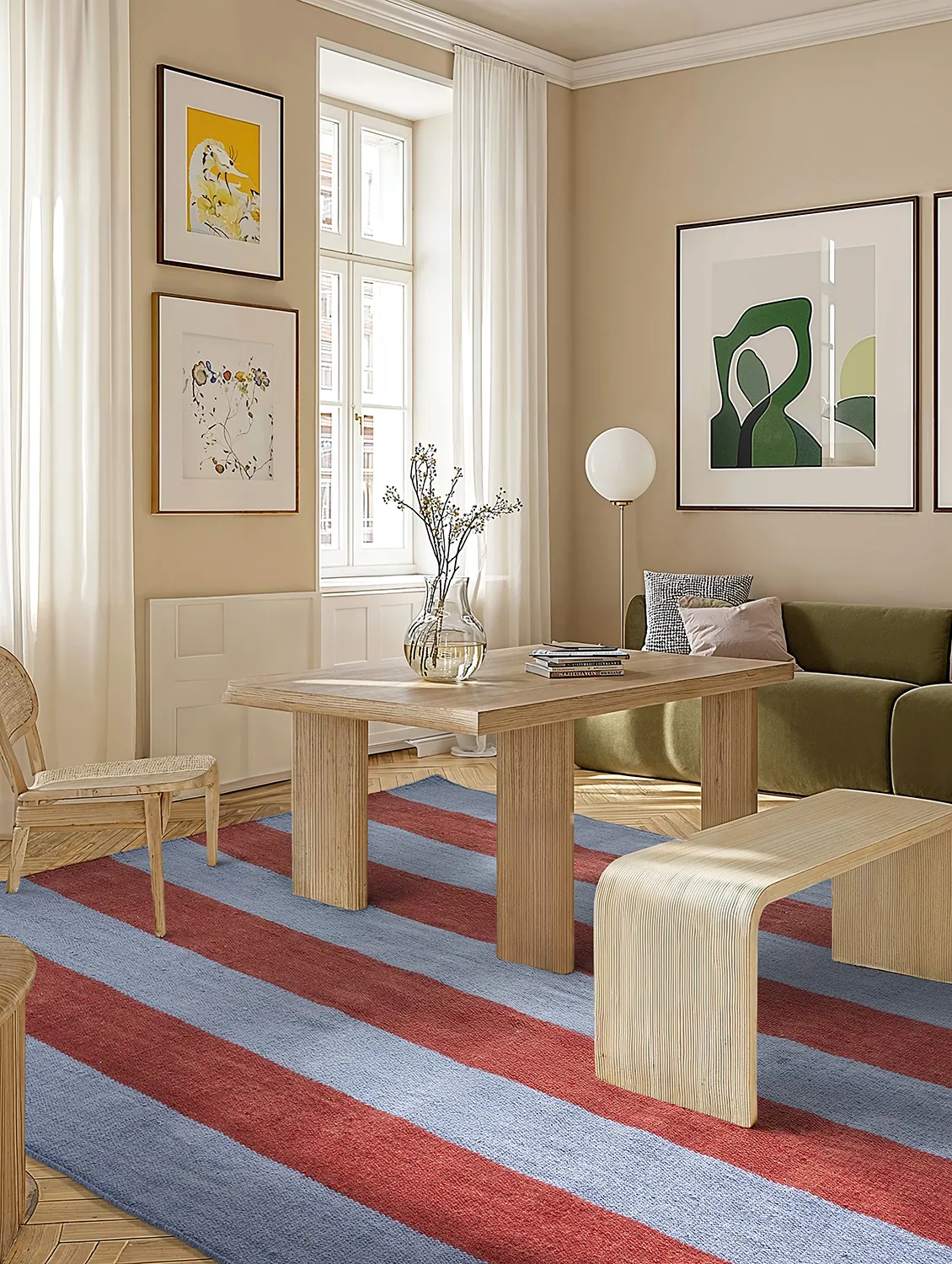 Wollteppich - Garine (blau/rot)