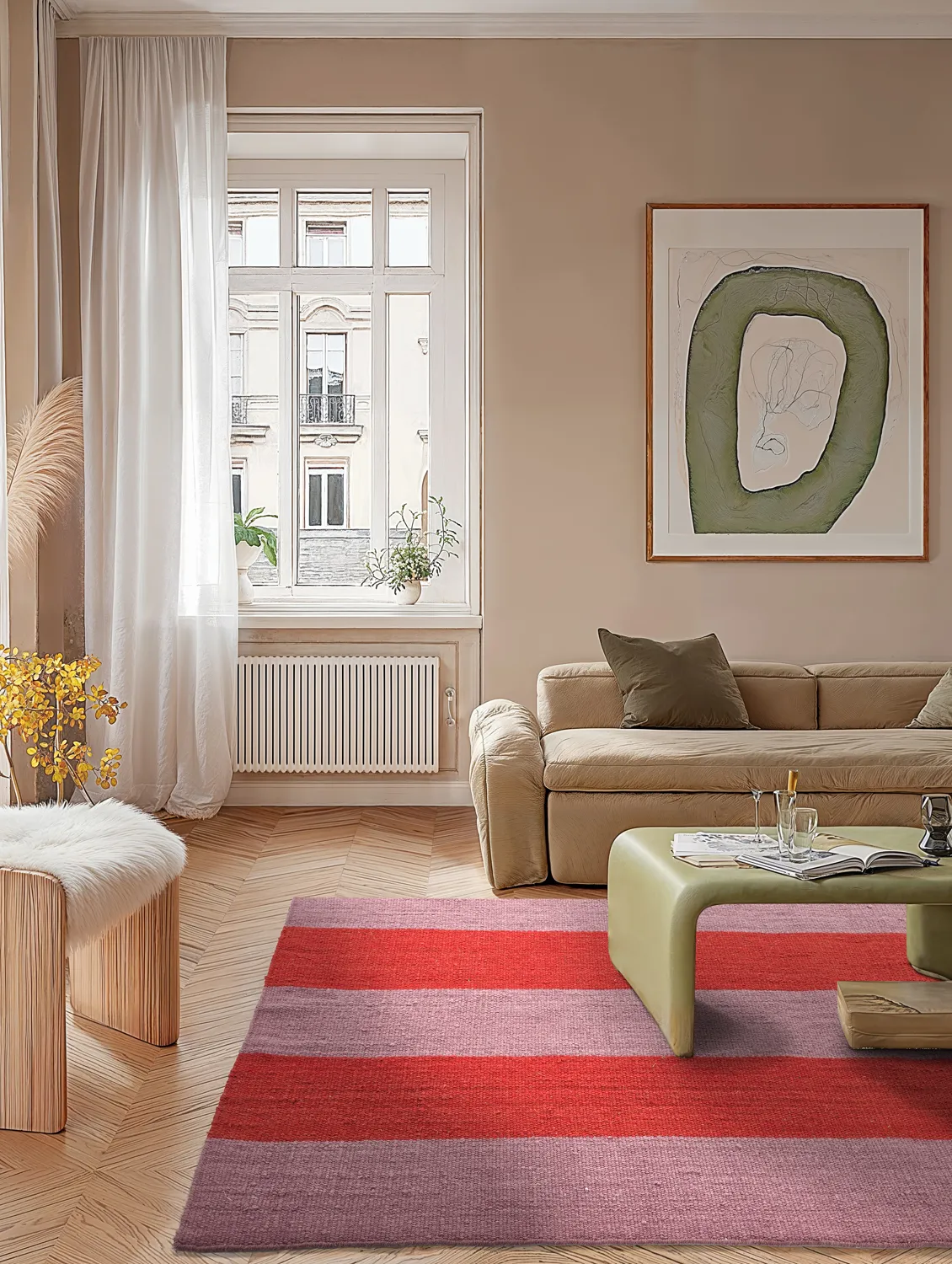 Wollteppich - Garine (rosa/rot)