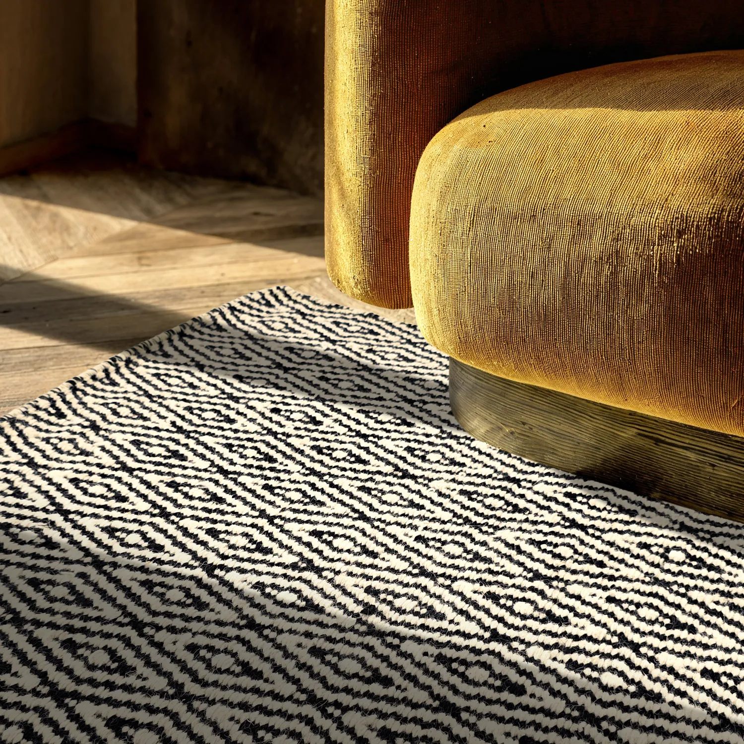 Wollteppich - Monastir (schwarz/weiß)