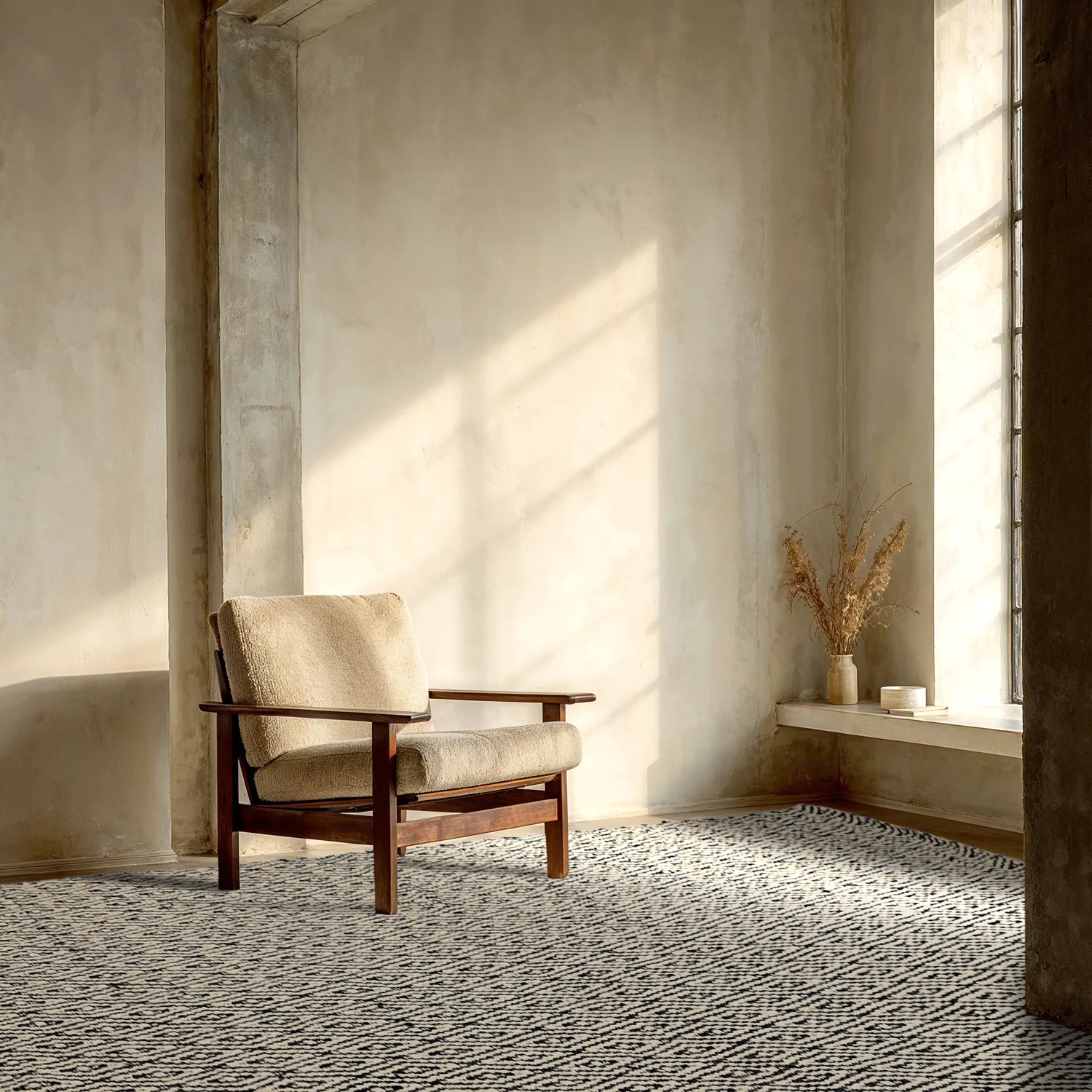 Wollteppich - Monastir (schwarz/weiß)