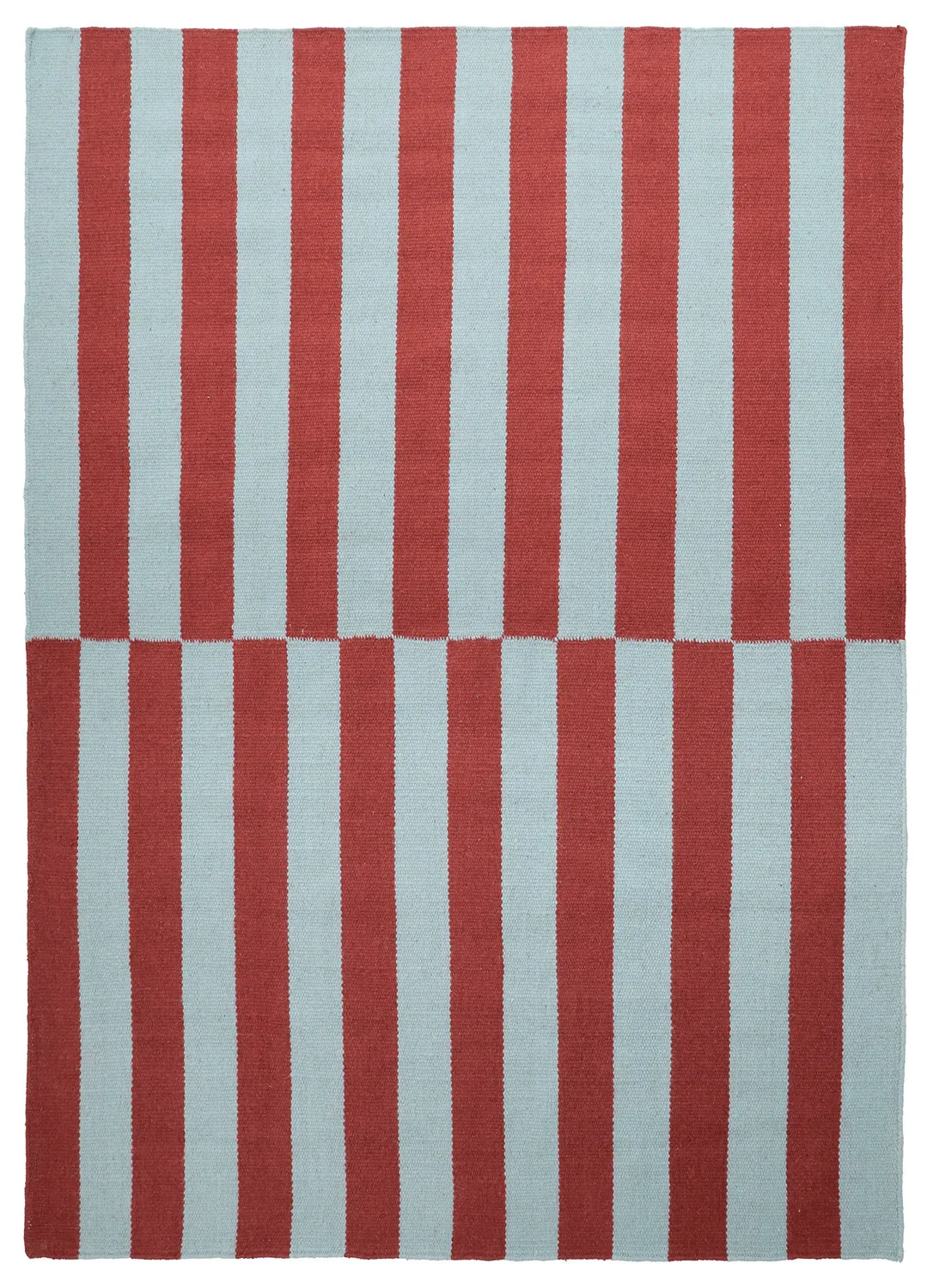 Wollteppich - Peniche (hellblau/rot)