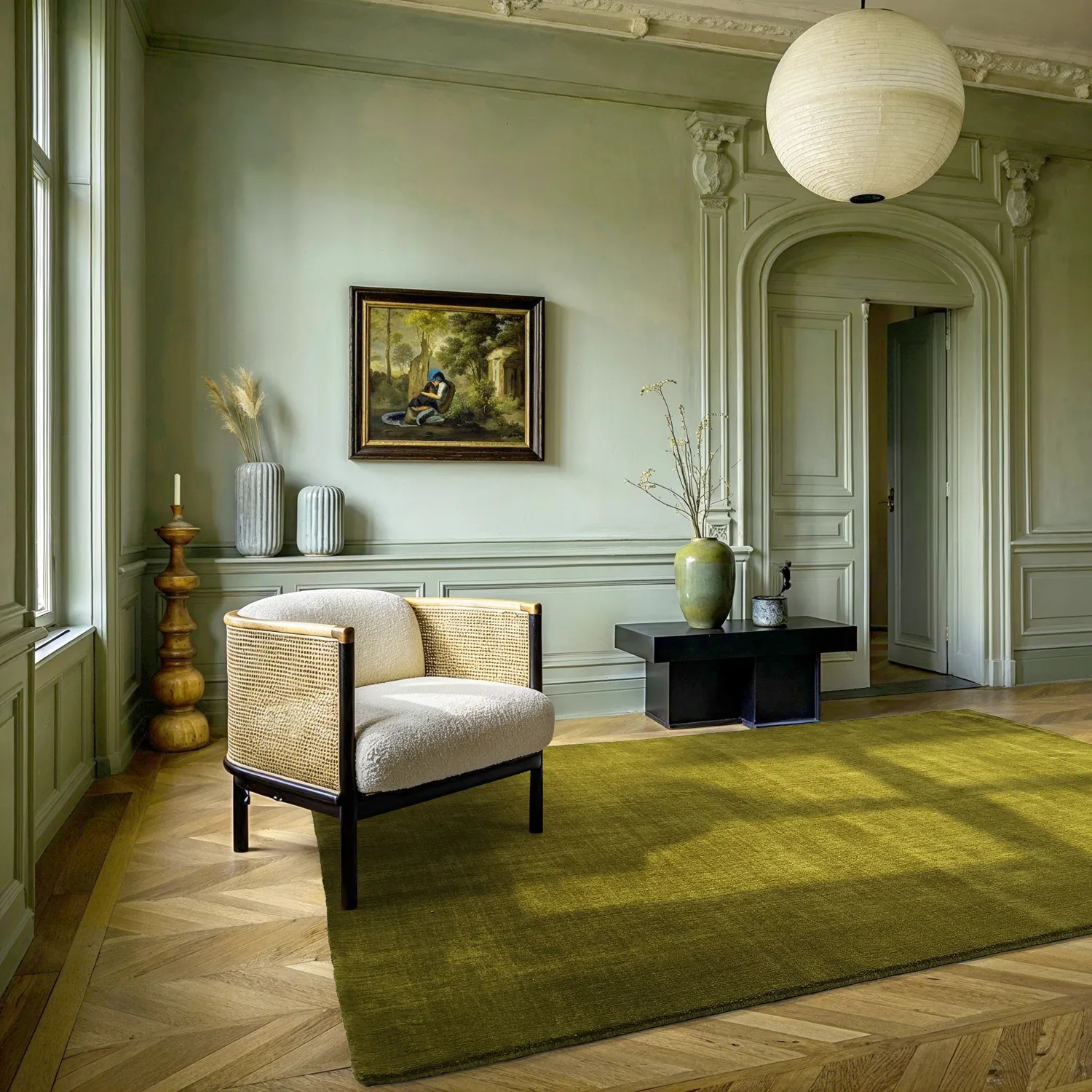 Wollteppich - Rozel Handloom Wool Premium (moosgrün)