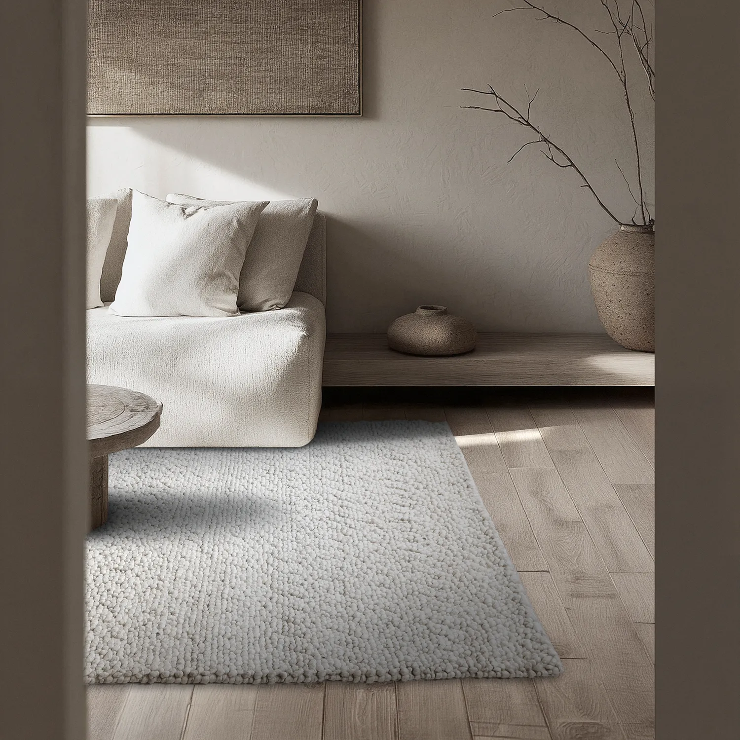 Wollteppich - Sala Irregular Wool Bubble (hellgrau meliert)