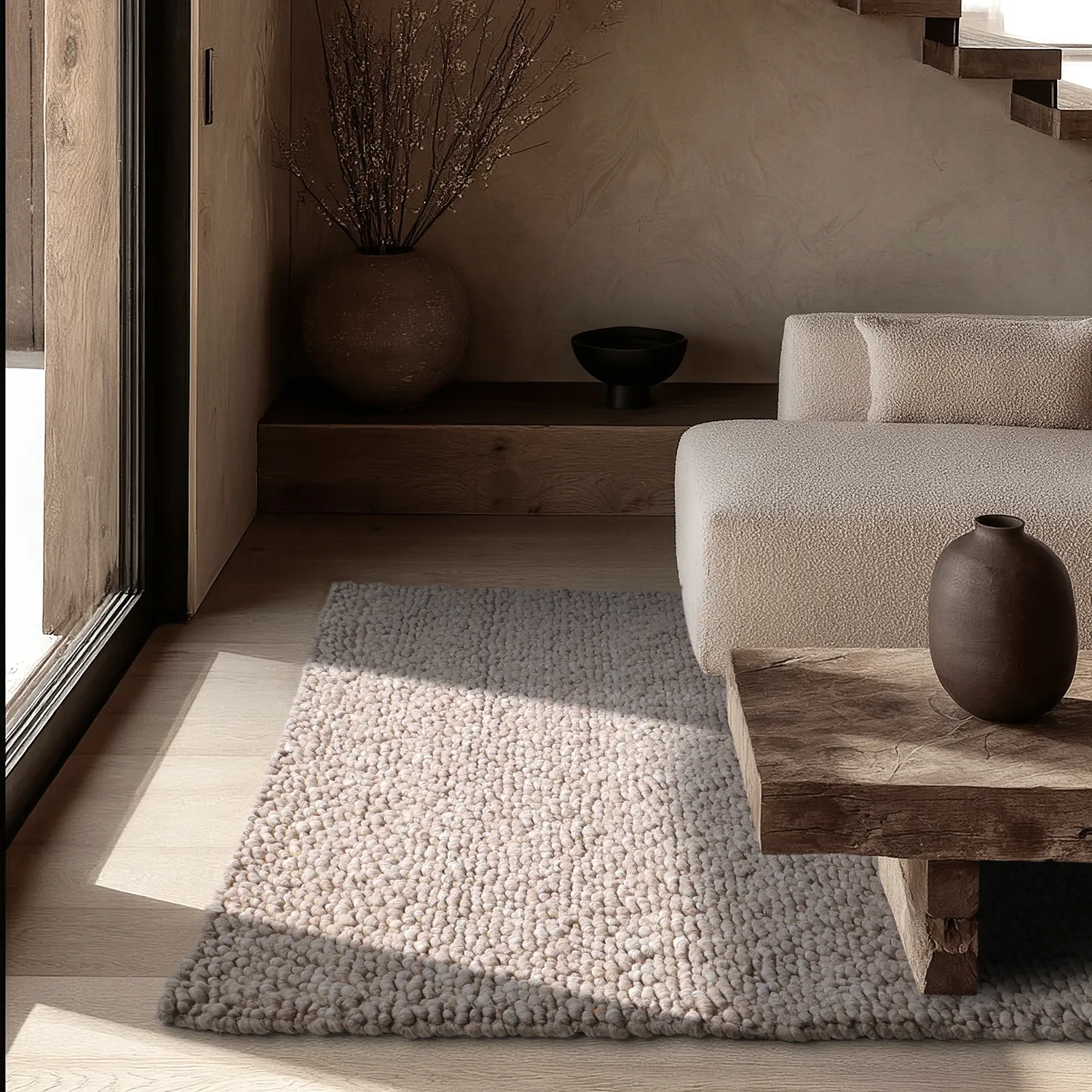Tapis de laine - Sala Irregular Wool Bubble (taupe/blanc mélange)