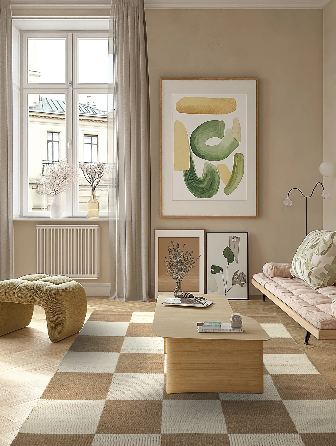 Wollteppich - Scacco (braun/beige)