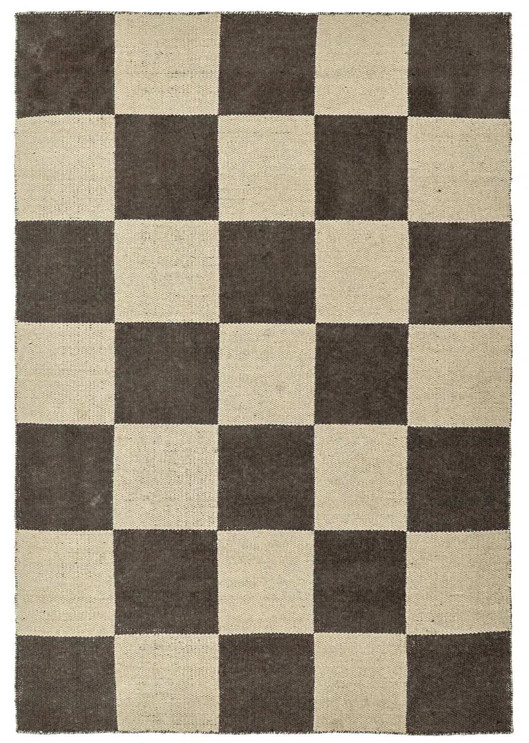 Wollteppich - Scacco (schwarz/beige)