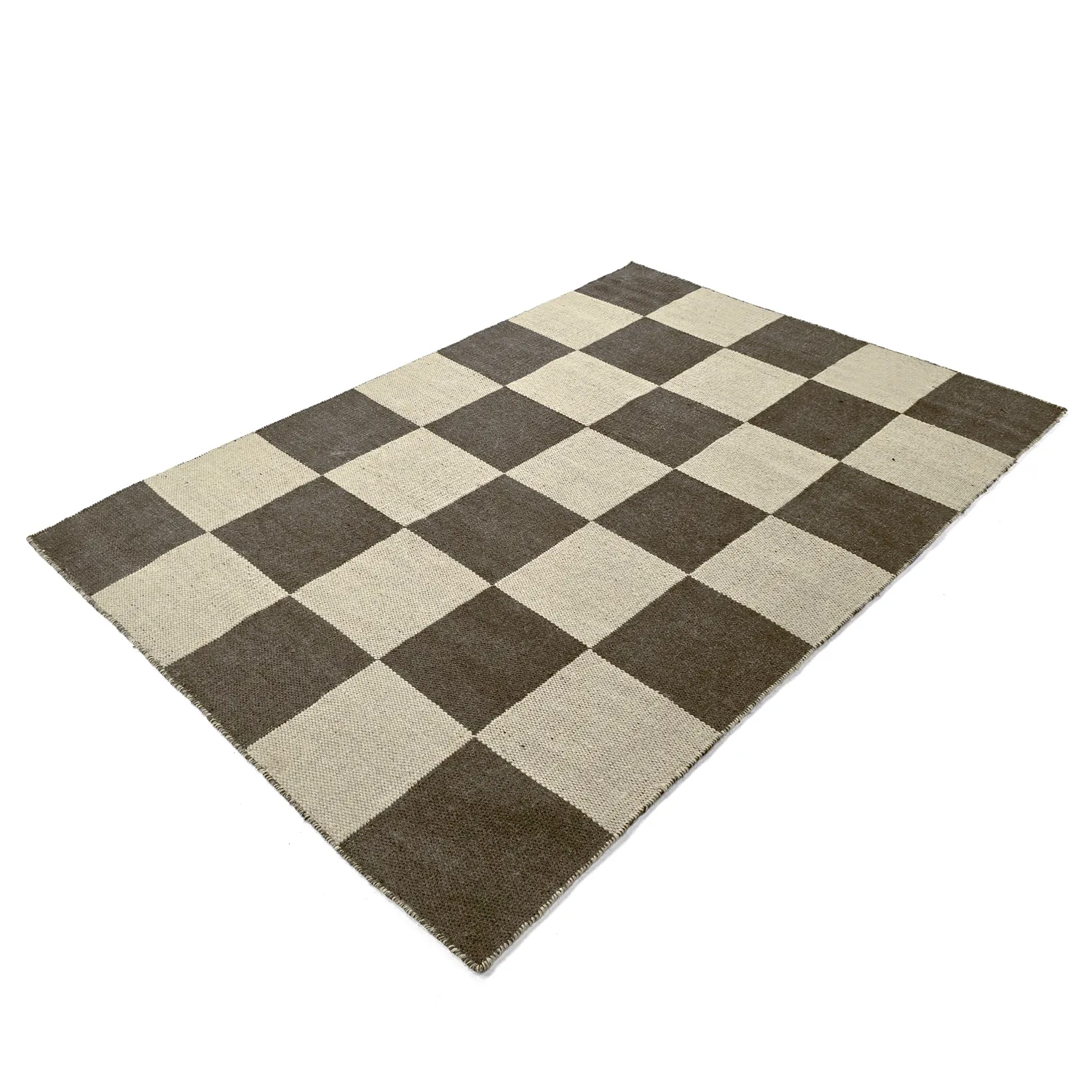 Wollteppich - Scacco (schwarz/beige)