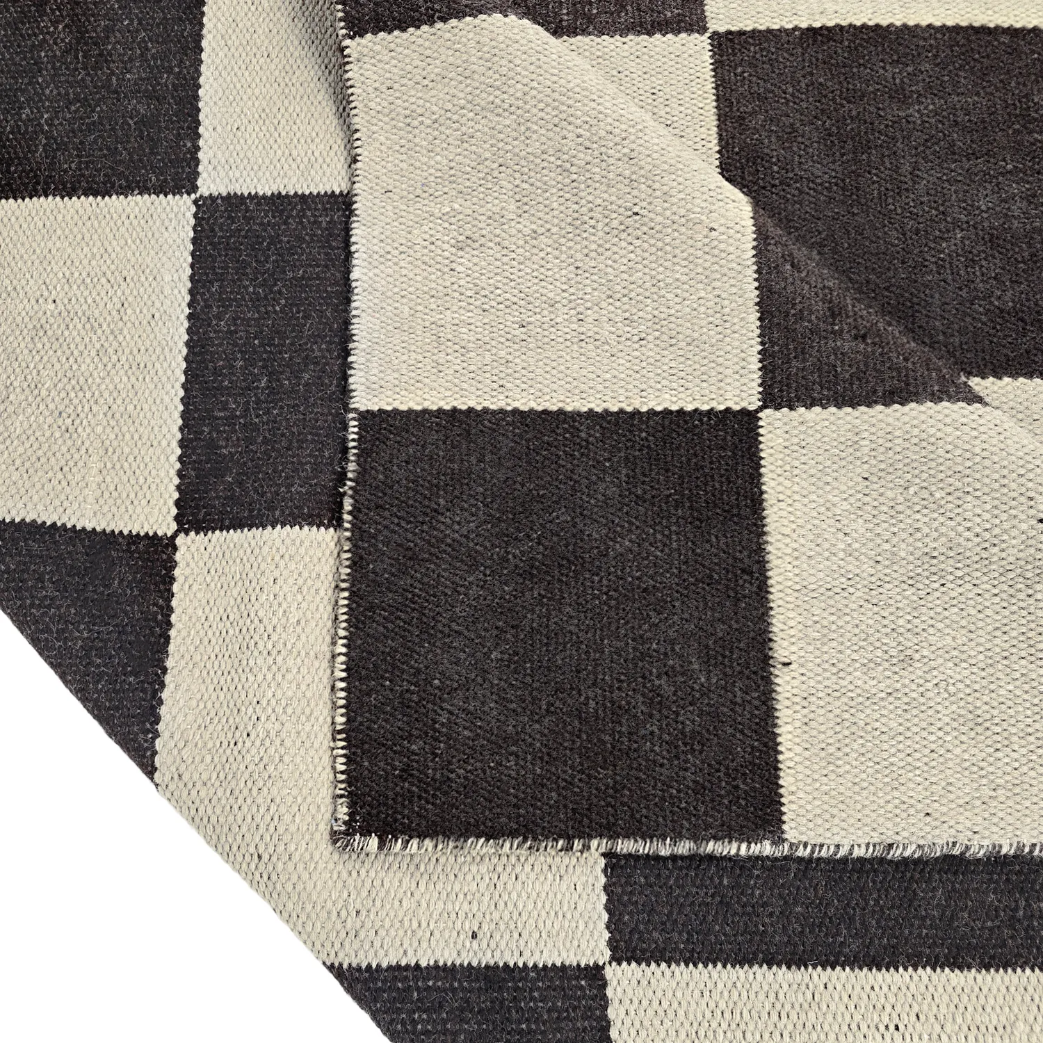 Wollteppich - Scacco (schwarz/beige)