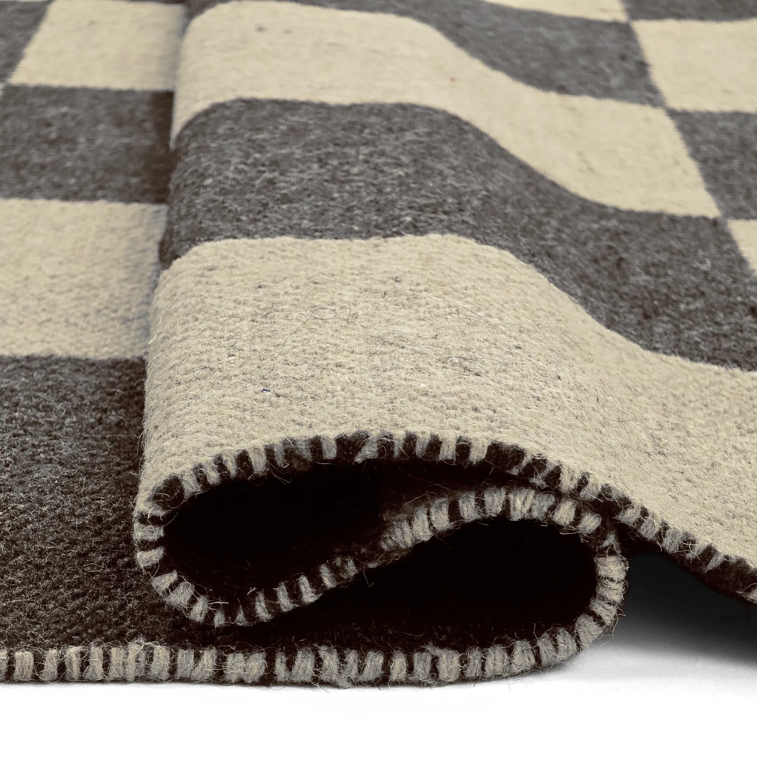 Wollteppich - Scacco (schwarz/beige)