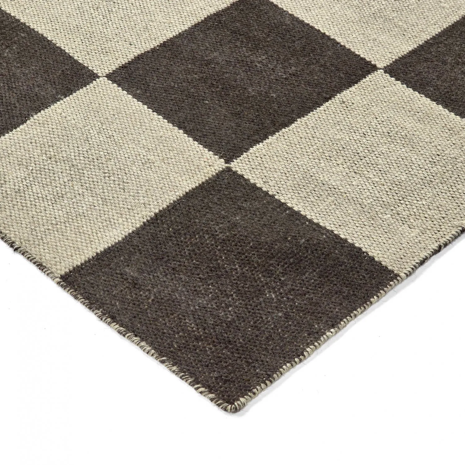 Wollteppich - Scacco (schwarz/beige)