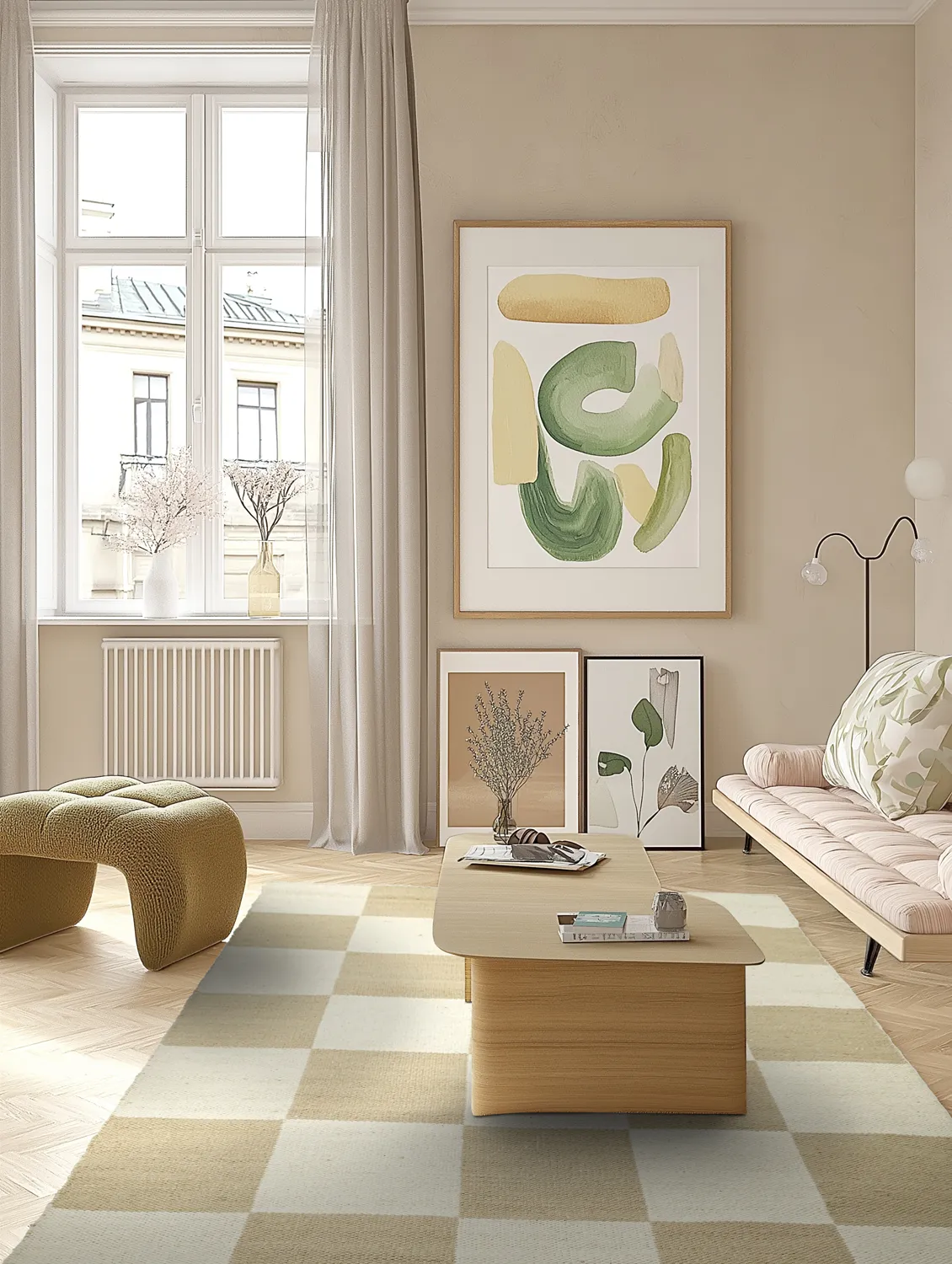 Wollteppich - Scacco (weiß/beige)