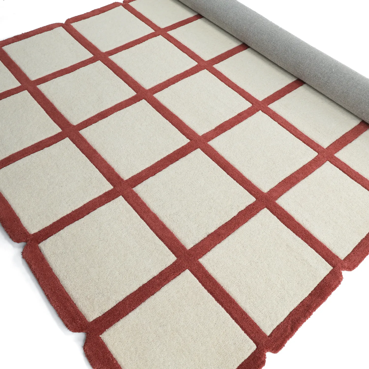 Wollteppich - Syl Hand Tufted Wool Premium (rot/weiß)