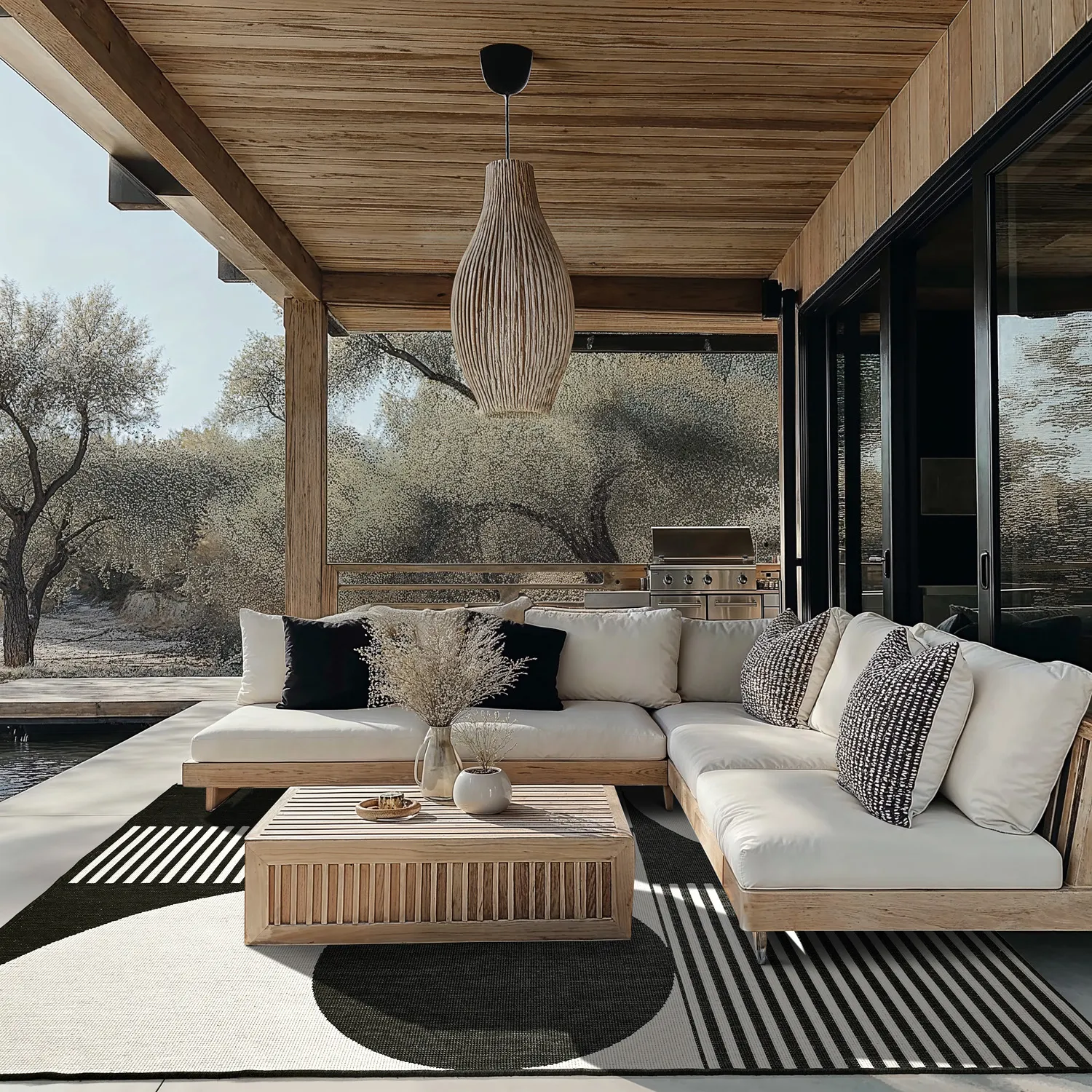 Teppich für innen und außen - Aurora (schwarz/weiß)