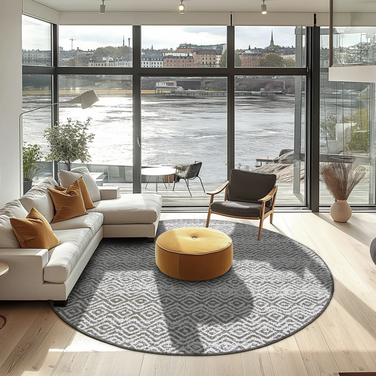 Tapis rond - Harstad (marron)