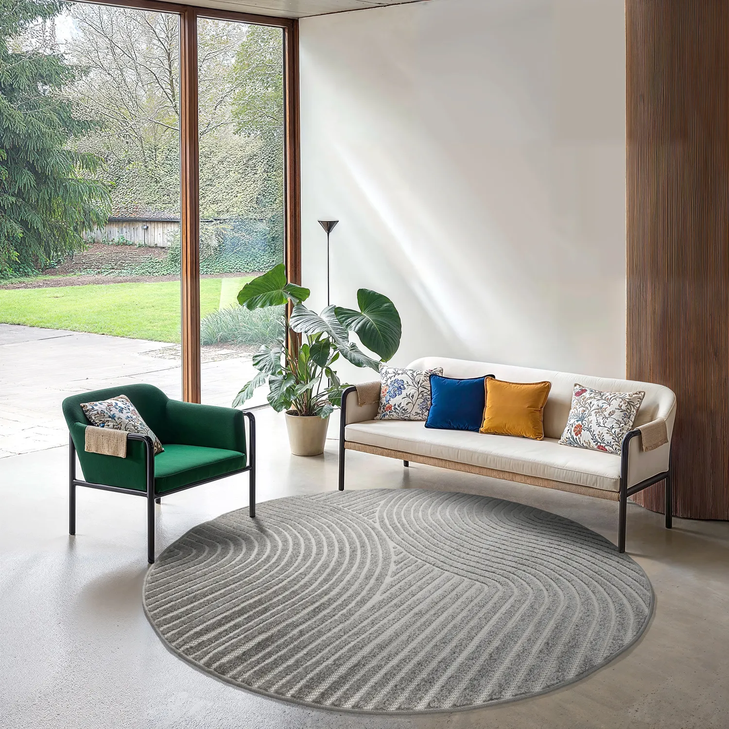 Rund Teppich - Indoor/Outdoor Devon (grau)