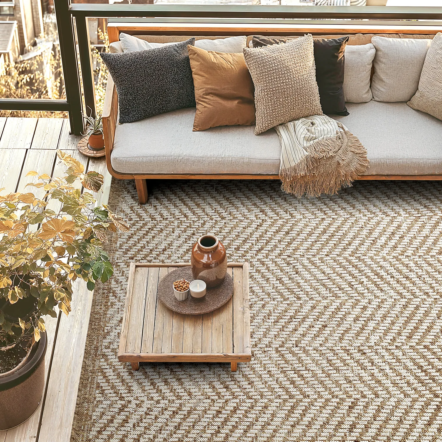 Shaggy intérieur/extérieur - Donora (marron)