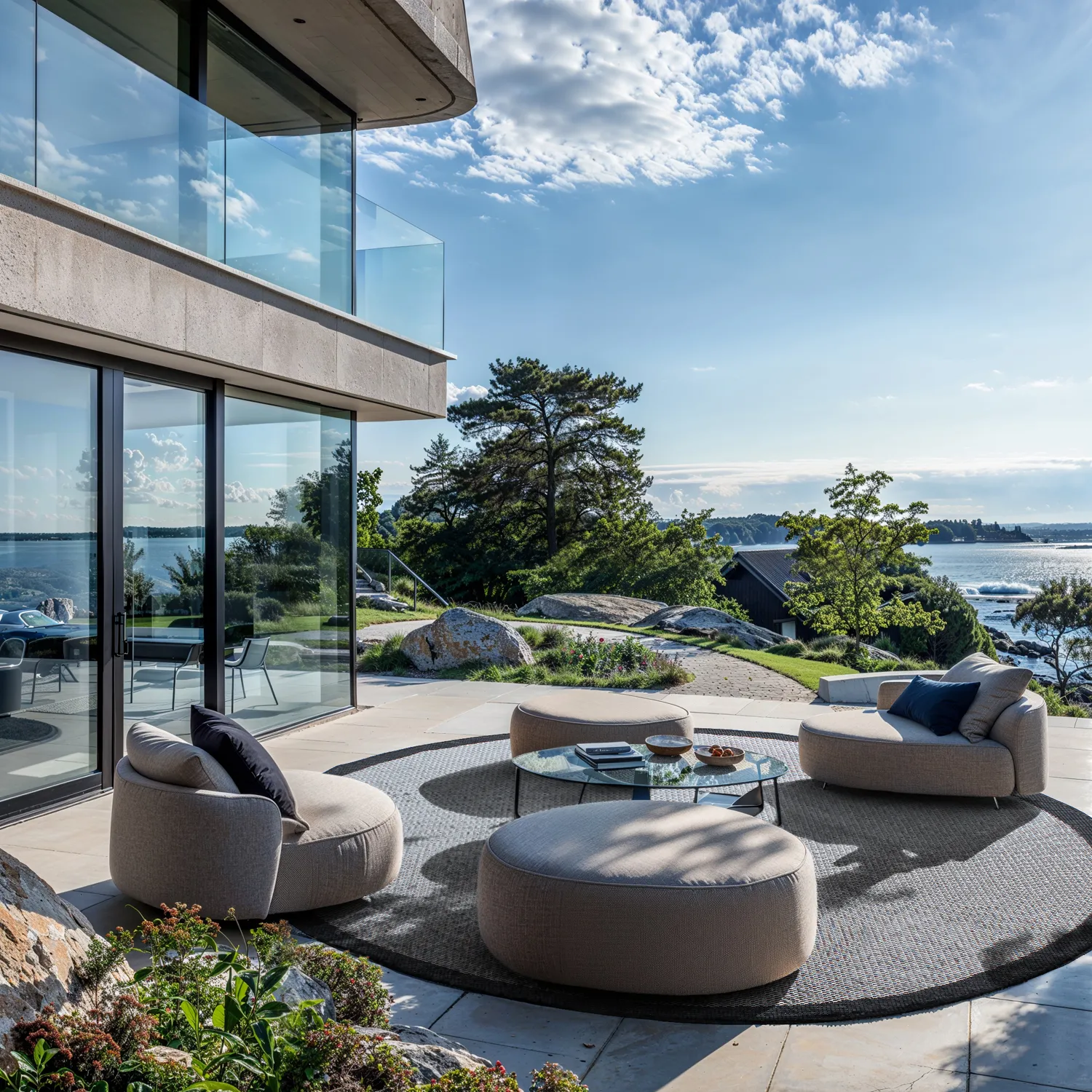 Rund Teppich - Sortelha (schwarz)