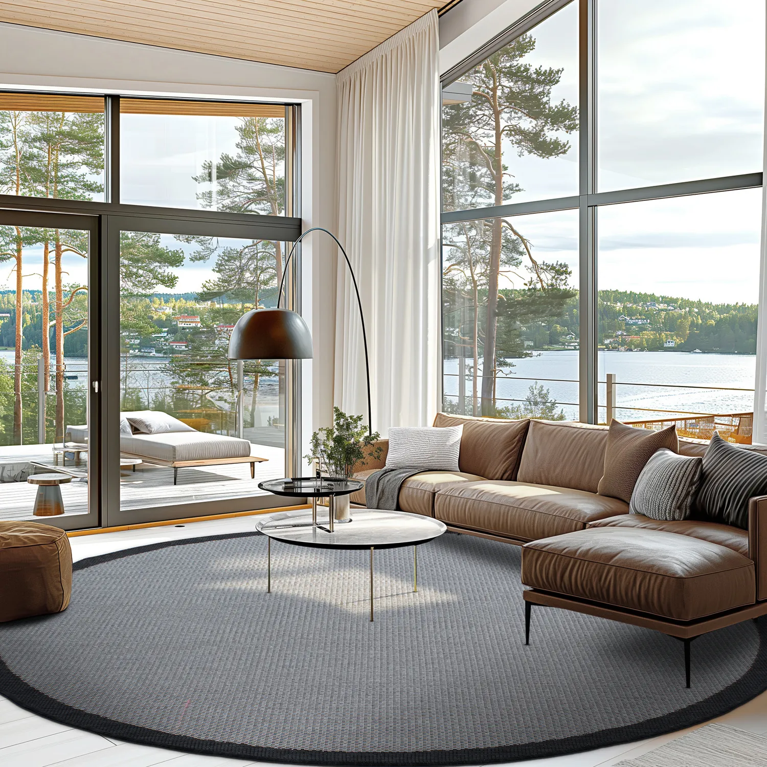 Rund Teppich - Sortelha (schwarz)