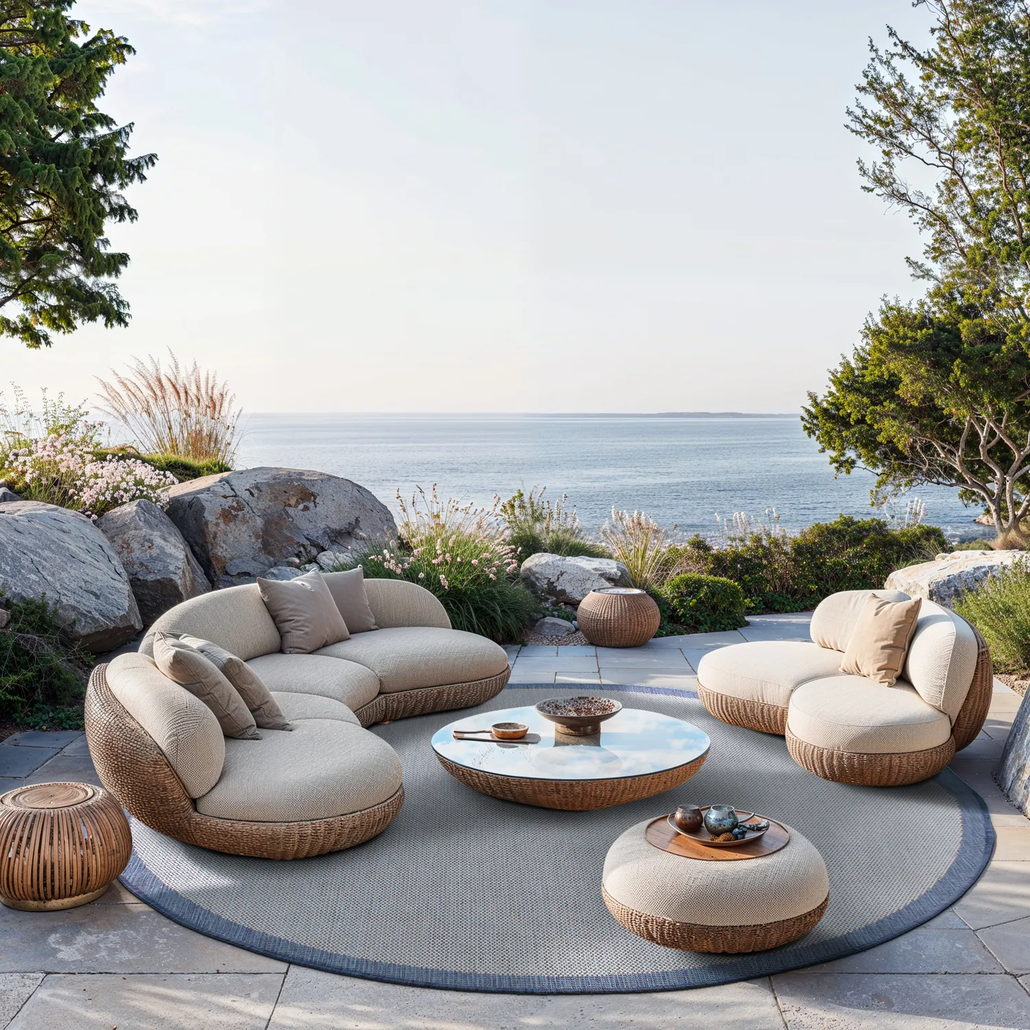 Rund Teppich - Sortelha (blau)