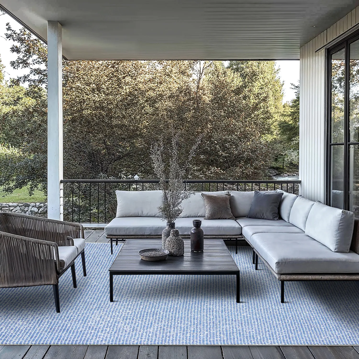 Teppich für innen und außen - Tromsø (blau)