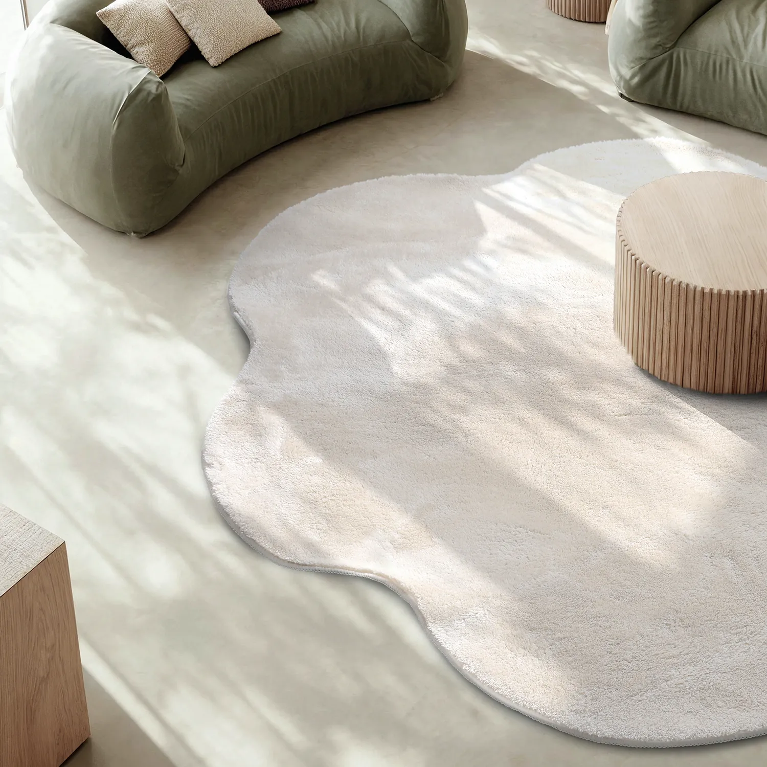 Runder Wellen-Teppich - Aranga Super Soft Fur (beige)