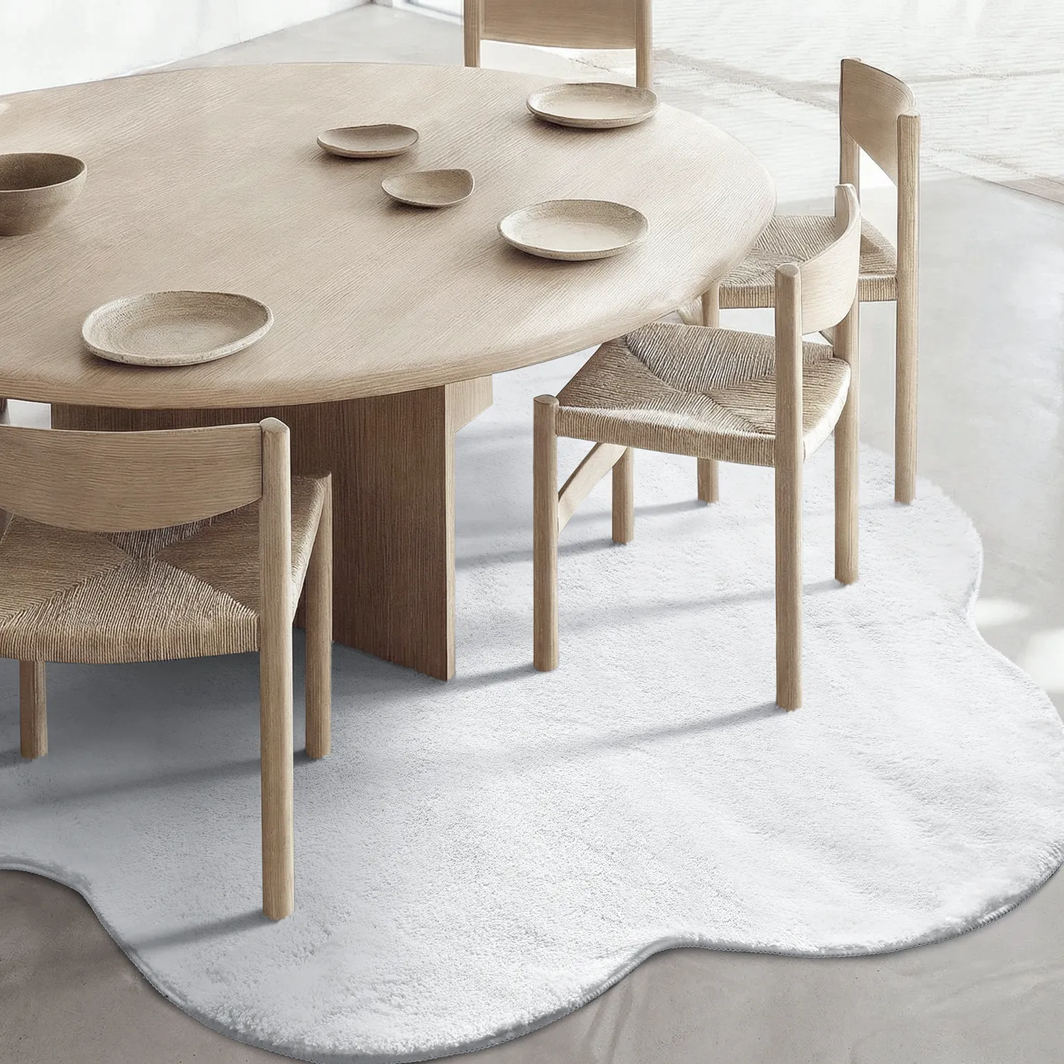 Tapis Rond Ondulé - Aranga Super Soft Fur (blanc)